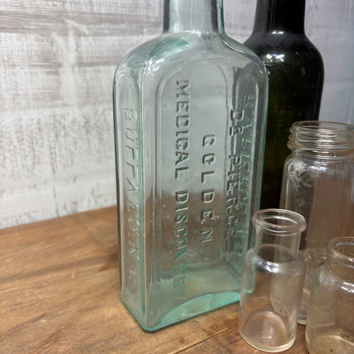 Antique Glass Bottle Set of 5 #5 Decorative Bottle