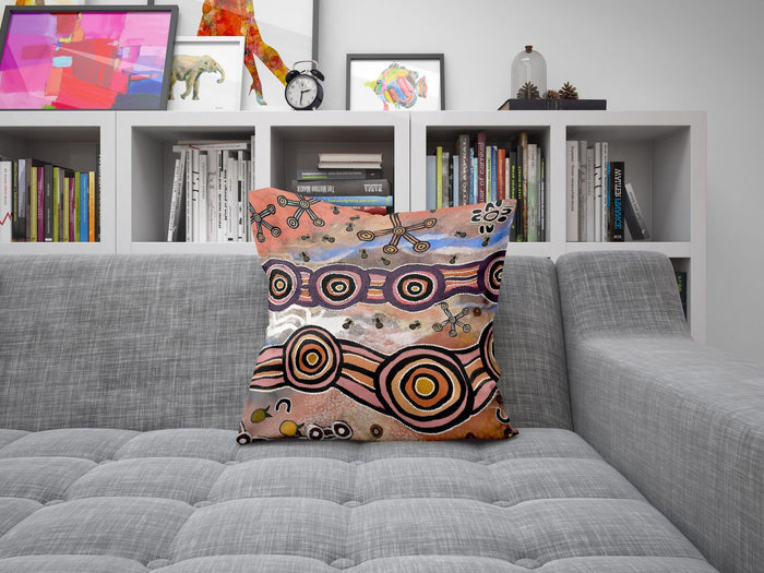 Australian Aboriginal Art, Pillow Cases, Abstract Art Pillow, Designer Pillow, Red Pillow Cases, Beautiful Pillow, Pillow Covers 20X20