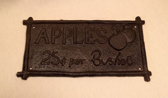 Cast Iron Sign - Apples 25 cents a Bushel-Jantiques LLC.