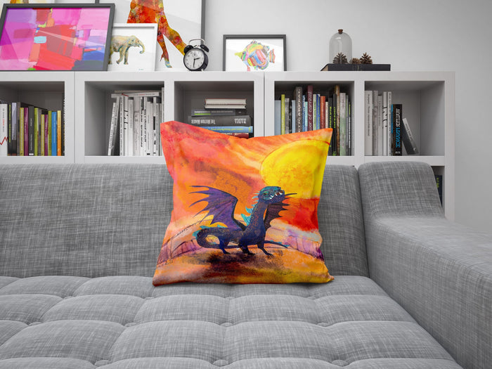 Fire Breathing Dragon Fantasy Pillow Cases For Kids, Throw Pillow, Abstract Throw Pillow, Artist Pillow, Colorful Pillow Case, Modern Pillow