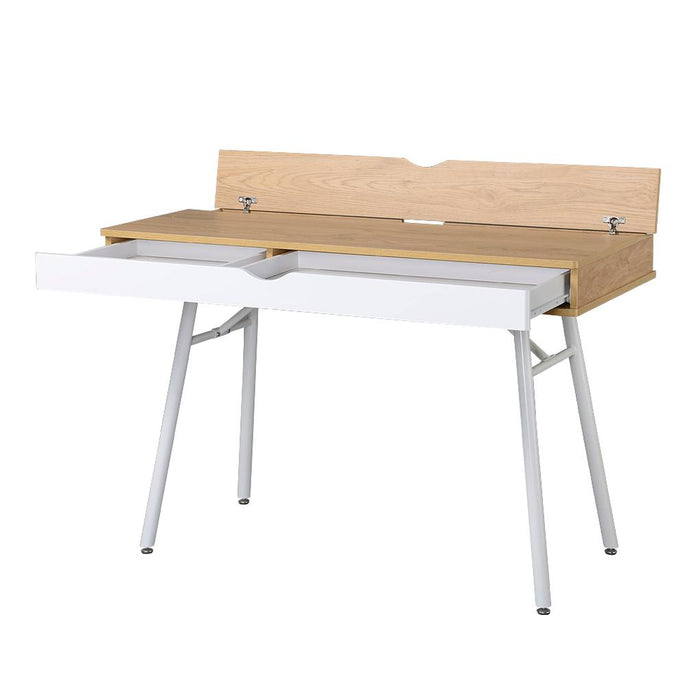 Modern Design Workstation Desk with Hidden Cord Management Panels - Pine