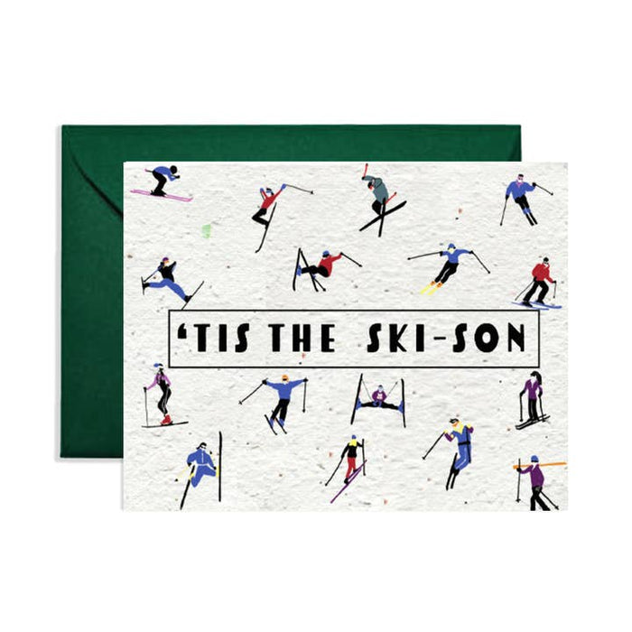 Skiing Adventure Wildflower Seed Paper Greeting Card