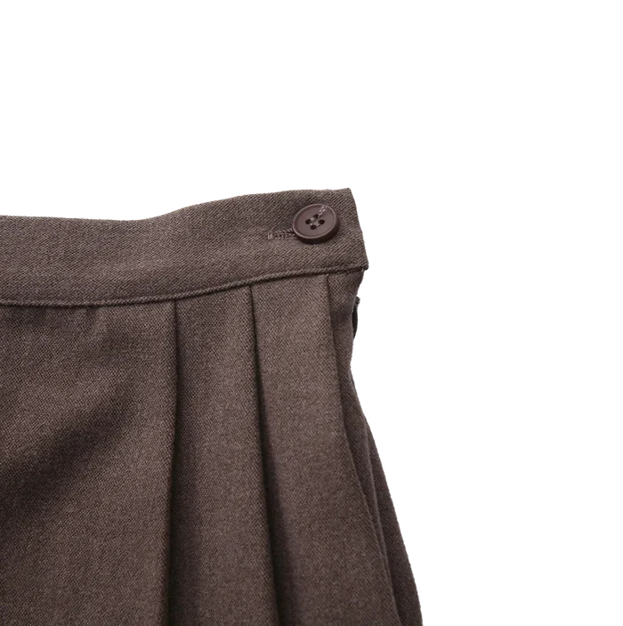 skirt wool wrap look with pocket - brown