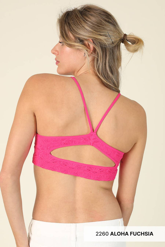 Textured Lace Triangle Cut-Out Bralette ~ Marina