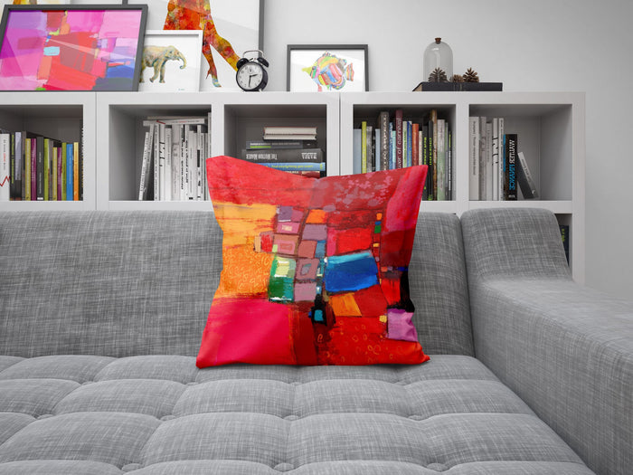 Throw Pillow, Abstract Throw Pillow, Artist Pillow, Red Pillow Cases, Beautiful Pillow, Pillow Covers 20X20, Home Decor Pillow, Holiday Gift