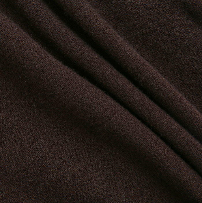 top l/s knit ruffle trim crest cardigan - brown