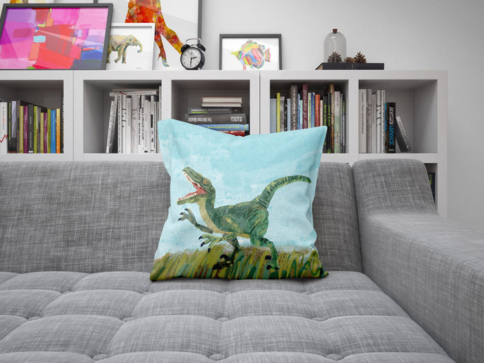 Tyrannosaurus Rex Dinosaur Pillow Cases For Kids, Toss Pillow, Abstract Throw Pillow Cover, Original Art Pillow, Green Pillow Cases, Fashion