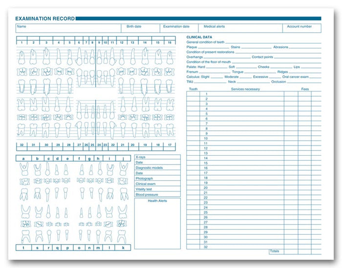 1057.1 Dental Exam Record Anatomic & Periodontic Diagrams 11 x 8 1/2" QTY 250