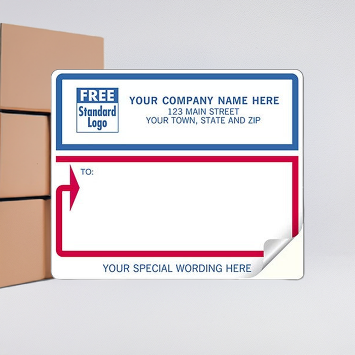 12688 Mailing Labels Laser/Inkjet White with Blue and Red Borders 4 x 3 1/3"QTY600