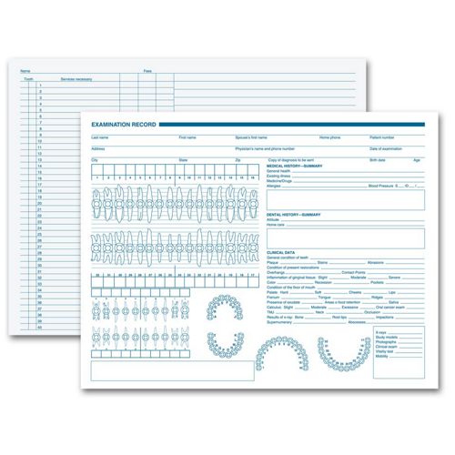 21023.1 Dental Exam Record Primary Arch & Geometric Diagrams 11 x 8 1/2" QTY 250