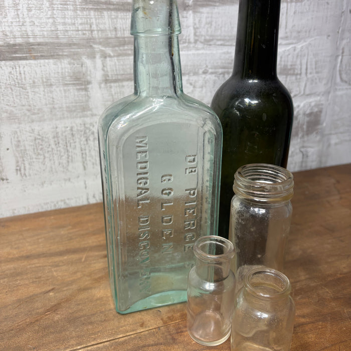 Antique Glass Bottle Set of 5 #5 Decorative Bottle