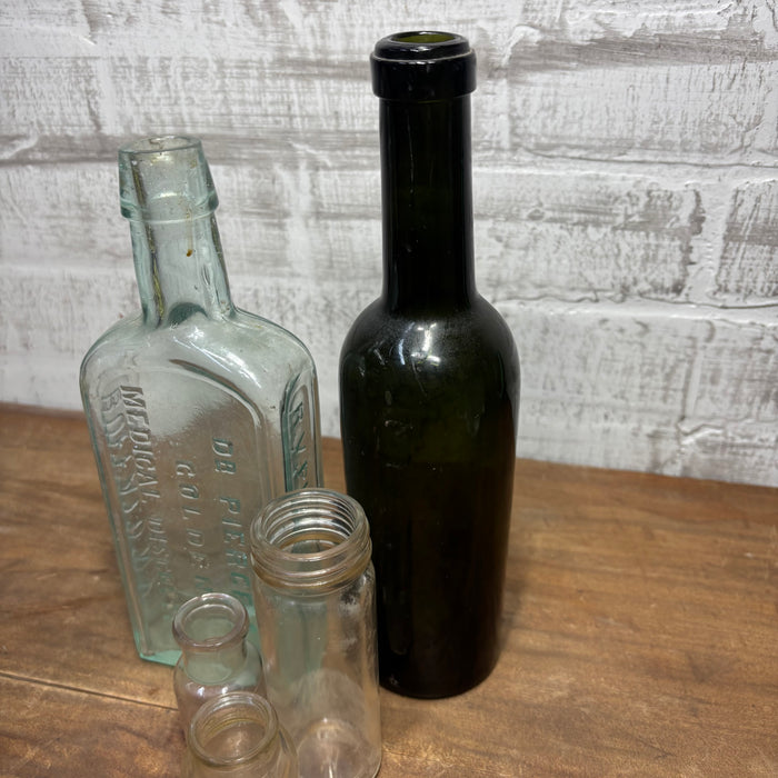 Antique Glass Bottle Set of 5 #5 Decorative Bottle
