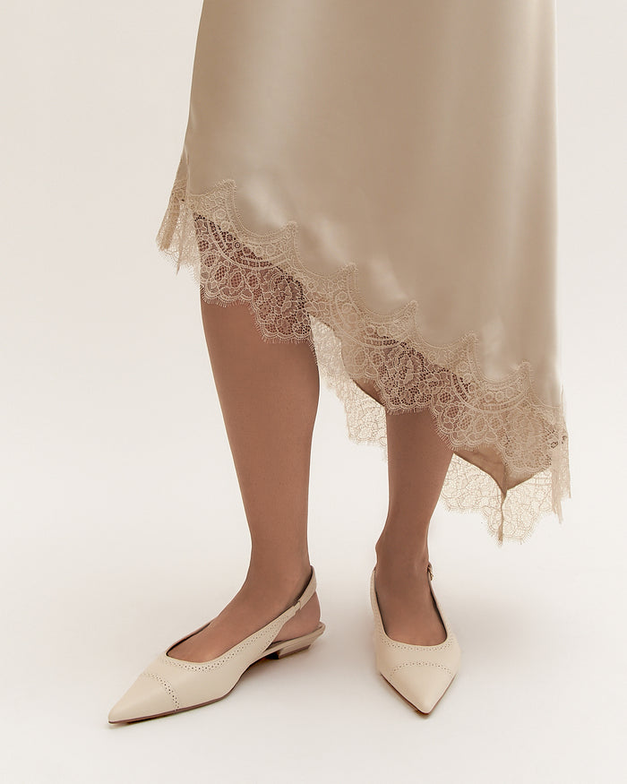 ANWAR DRESS FLATS OFF WHITE LEATHER