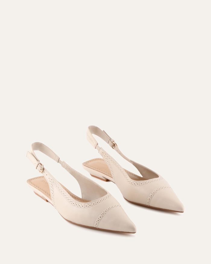 ANWAR DRESS FLATS OFF WHITE LEATHER