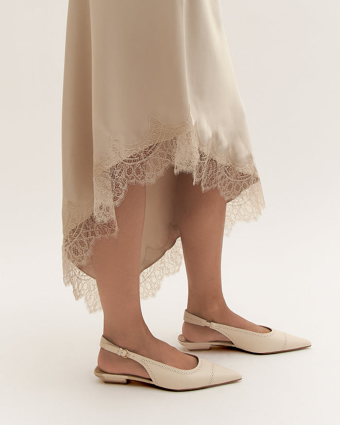 ANWAR DRESS FLATS OFF WHITE LEATHER