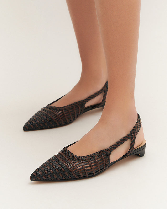 AUBREY DRESS FLATS BLACK/PECAN LEATHER
