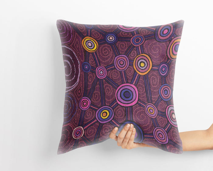 Australian Aboriginal Art, Geometric Pillow, Decorative Pillow, Abstract Art Pillow, Comfortable, Red Pillow Cases, Contemporary Pillow