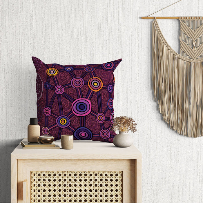 Australian Aboriginal Art, Geometric Pillow, Decorative Pillow, Abstract Art Pillow, Comfortable, Red Pillow Cases, Contemporary Pillow