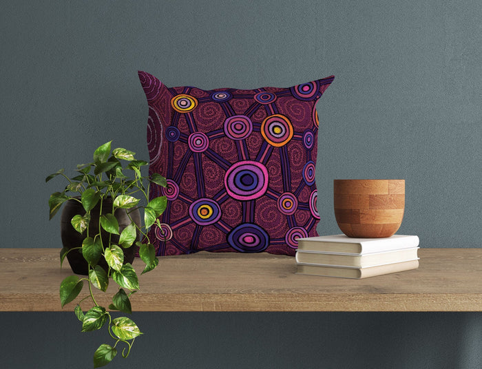 Australian Aboriginal Art, Geometric Pillow, Decorative Pillow, Abstract Art Pillow, Comfortable, Red Pillow Cases, Contemporary Pillow