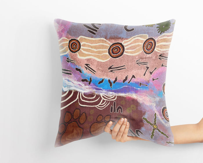 Australian Aboriginal Art, Pillow Cases, Abstract Throw Pillow Cover, Art Pillow, Red Pillow Cases, Contemporary Pillow, 24X24 Pillow Case