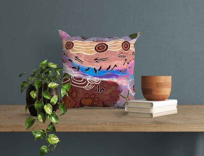 Australian Aboriginal Art, Pillow Cases, Abstract Throw Pillow Cover, Art Pillow, Red Pillow Cases, Contemporary Pillow, 24X24 Pillow Case