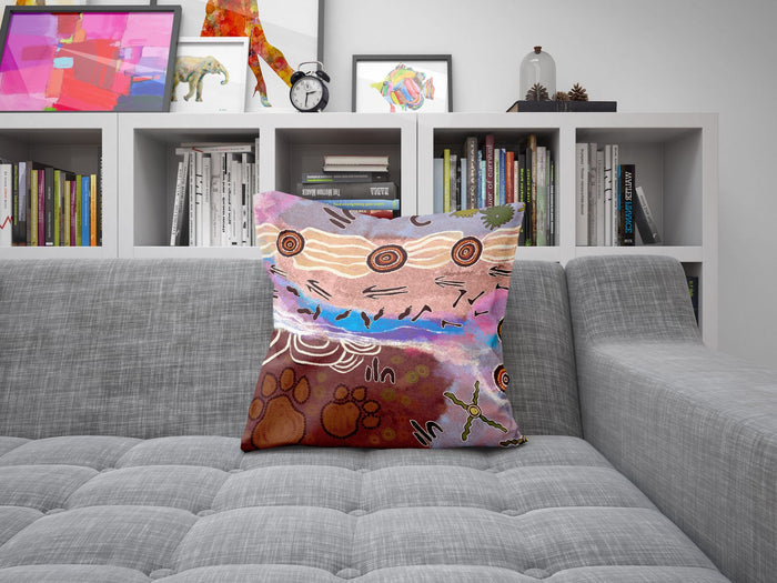 Australian Aboriginal Art, Pillow Cases, Abstract Throw Pillow Cover, Art Pillow, Red Pillow Cases, Contemporary Pillow, 24X24 Pillow Case