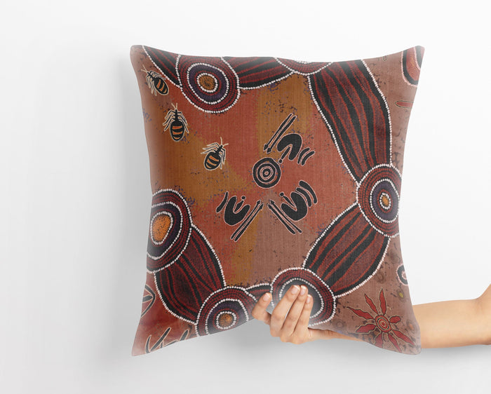 Australian Aboriginal Art, Pillow Cover, Abstract Art Pillow, Contemporary Pillow, 20X20 Pillow Cover, Home Decor Pillow, Holiday Gift