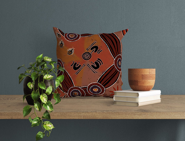 Australian Aboriginal Art, Pillow Cover, Abstract Art Pillow, Contemporary Pillow, 20X20 Pillow Cover, Home Decor Pillow, Holiday Gift