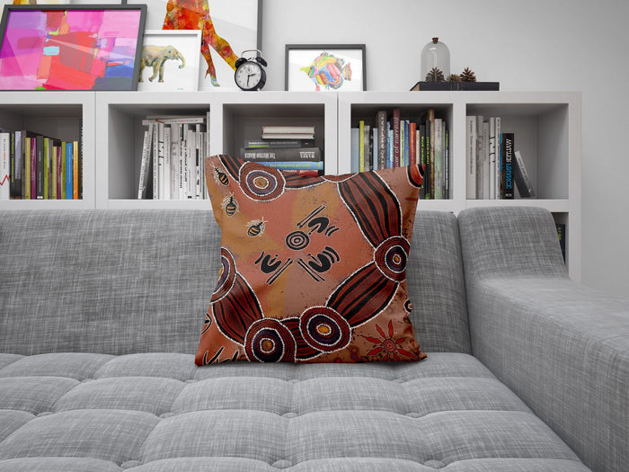 Australian Aboriginal Art, Pillow Cover, Abstract Art Pillow, Contemporary Pillow, 20X20 Pillow Cover, Home Decor Pillow, Holiday Gift