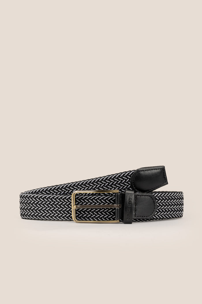 Oswin Hyde Bert belt - Black elastic webbing for formal and smart-casual outfits