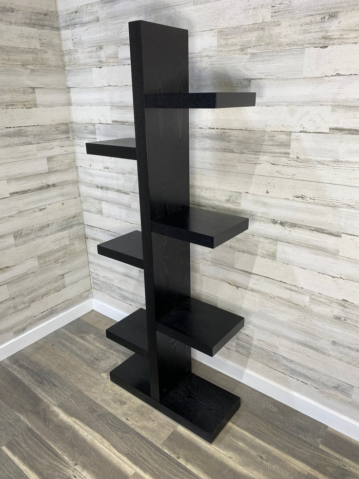 Black Asymmetrical Bookshelf Display