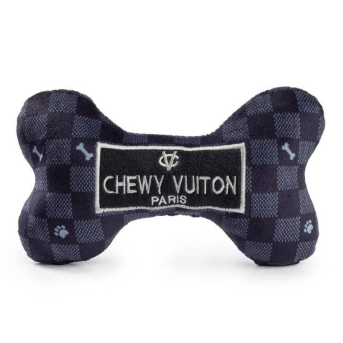 Haute Diggity Dog dog toys SM Black Checker Chewy Bone Plush Squeak Dog Toy - 3 Sizes