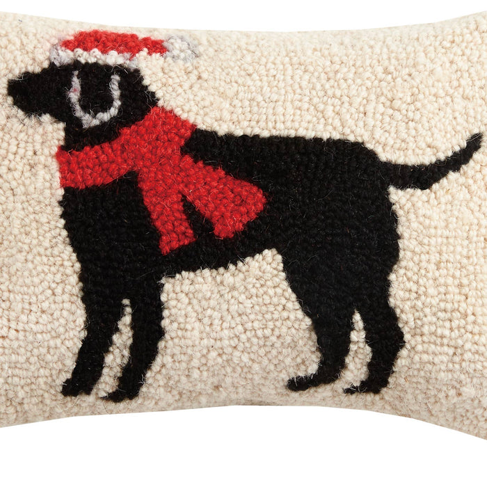 Black Labrador Dog Hook Pillow - Christmas