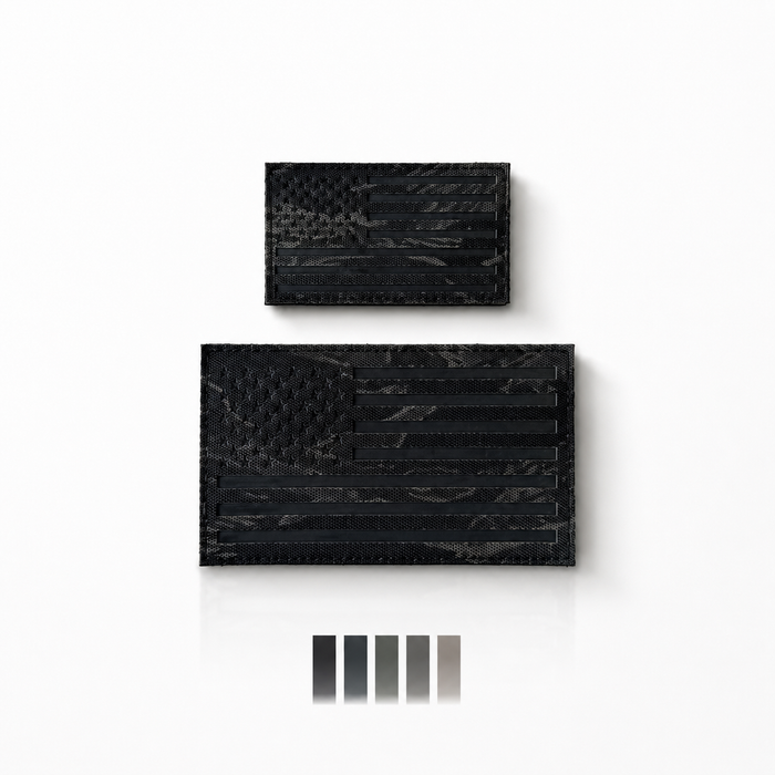 Black Tiger Stripe Camo IR American Flag Patch Set (70 Entries!)