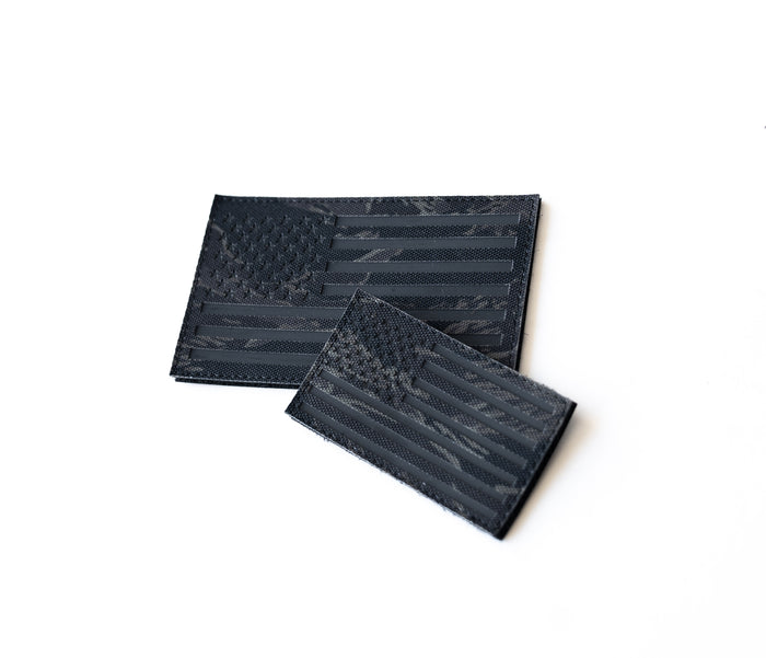 Black Tiger Stripe Camo IR American Flag Patch Set (70 Entries!)