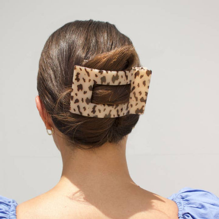 Blonde Tortoise Large Flat Rectangle Clip