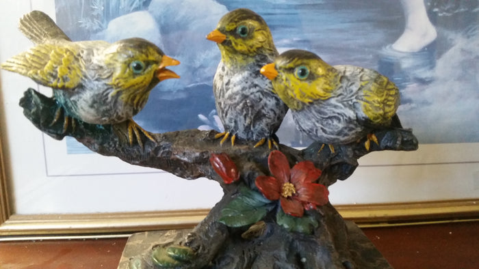 Bronze Figurine - 3 Birds on Marble Base-Jantiques LLC.