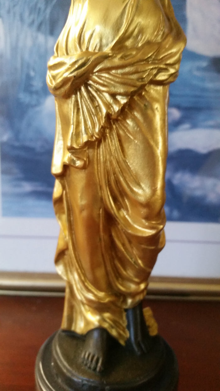 Bronze Figurine - Lady on Gold Gilded w/ Urn on Right-Jantiques LLC.