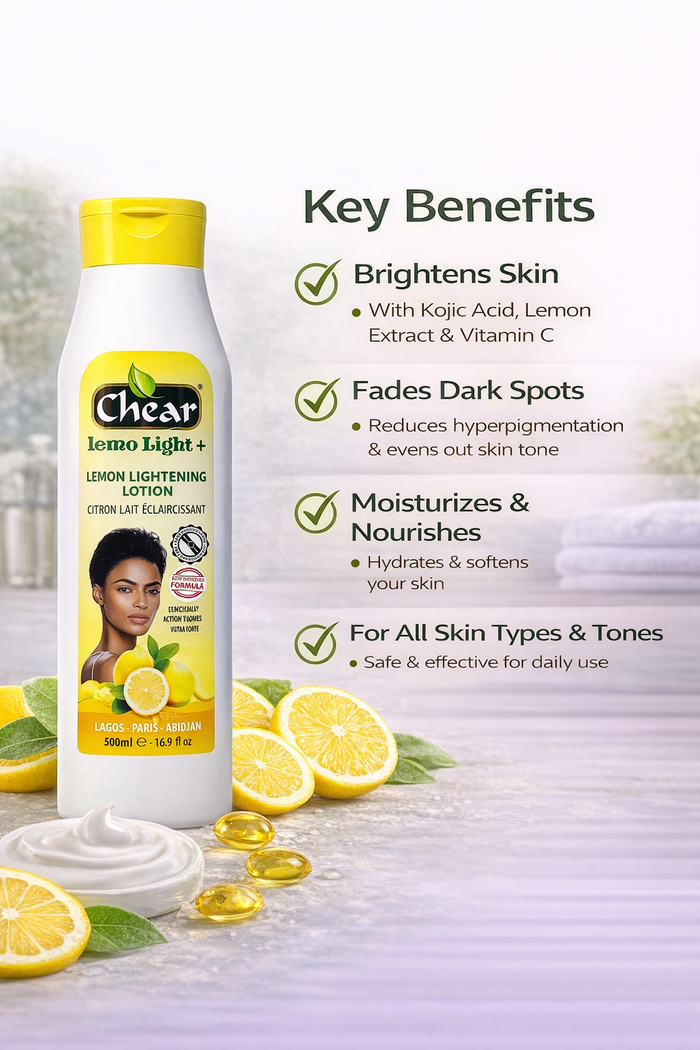 Chear Lemon Body Lotion 500ml with Lemon Extract & Vitamin C | Daily Brightening Moisturise