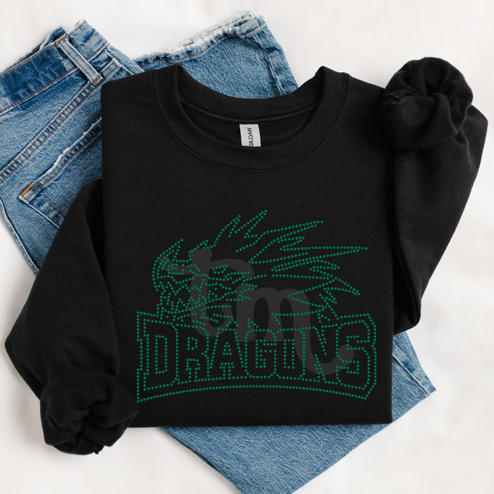 Dragons w/ Mascot Name RHINESTONE TRANSFER