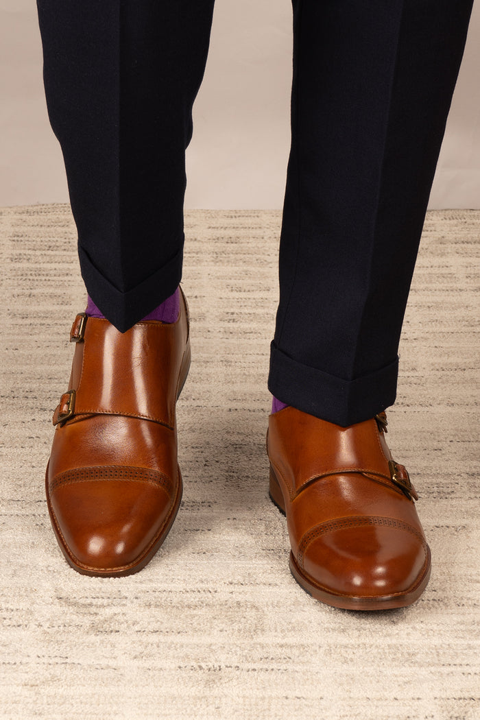 Ernest Tan monk leather men’s shoes with detailed toe cap, crafted from premium tan leather for formal and smart casual wear.