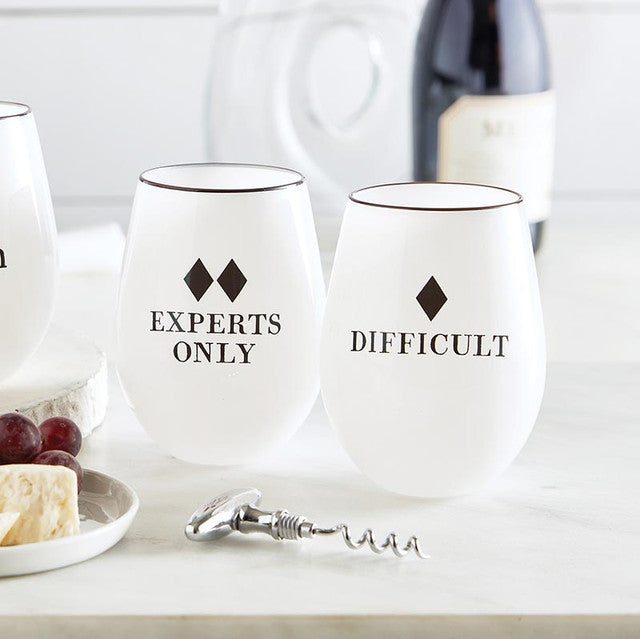 Experts Only + Difficult Wine Glass Set