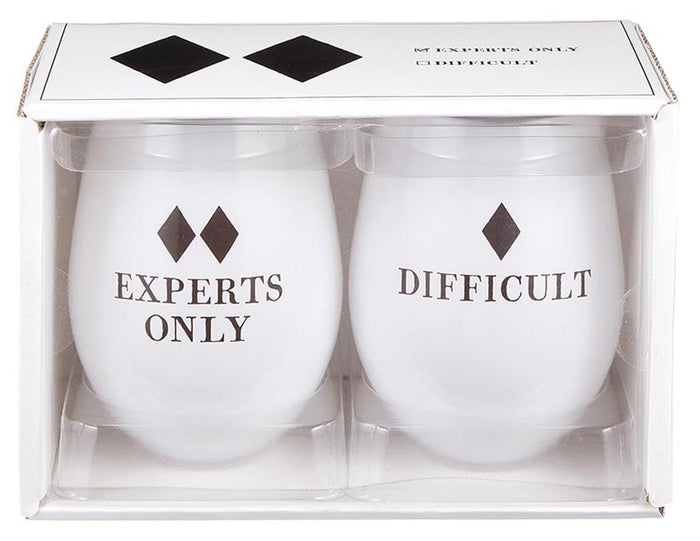 Experts Only + Difficult Wine Glass Set