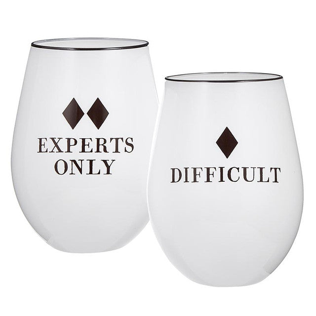 Experts Only + Difficult Wine Glass Set
