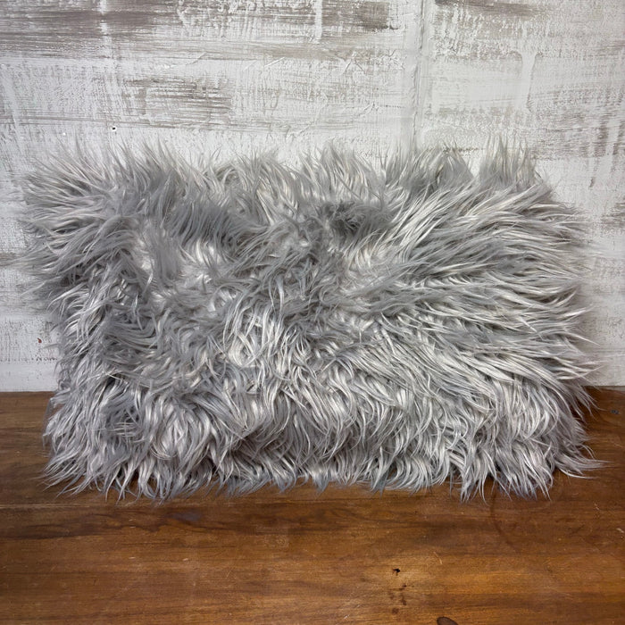 Faux Fur Gray Lumbar Pillow