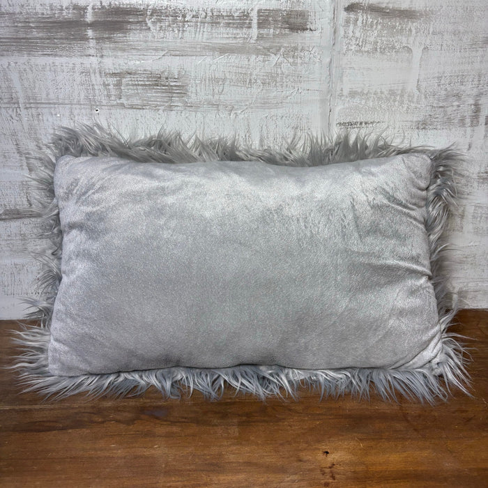 Faux Fur Gray Lumbar Pillow