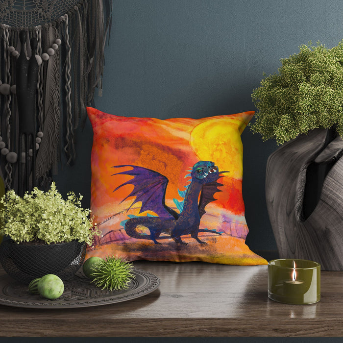 Fire Breathing Dragon Fantasy Pillow Cases For Kids, Throw Pillow, Abstract Throw Pillow, Artist Pillow, Colorful Pillow Case, Modern Pillow
