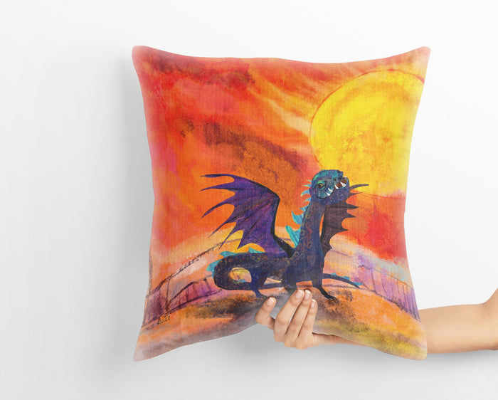 Fire Breathing Dragon Fantasy Pillow Cases For Kids, Throw Pillow, Abstract Throw Pillow, Artist Pillow, Colorful Pillow Case, Modern Pillow