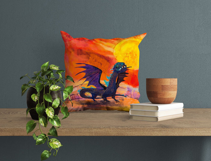 Fire Breathing Dragon Fantasy Pillow Cases For Kids, Throw Pillow, Abstract Throw Pillow, Artist Pillow, Colorful Pillow Case, Modern Pillow