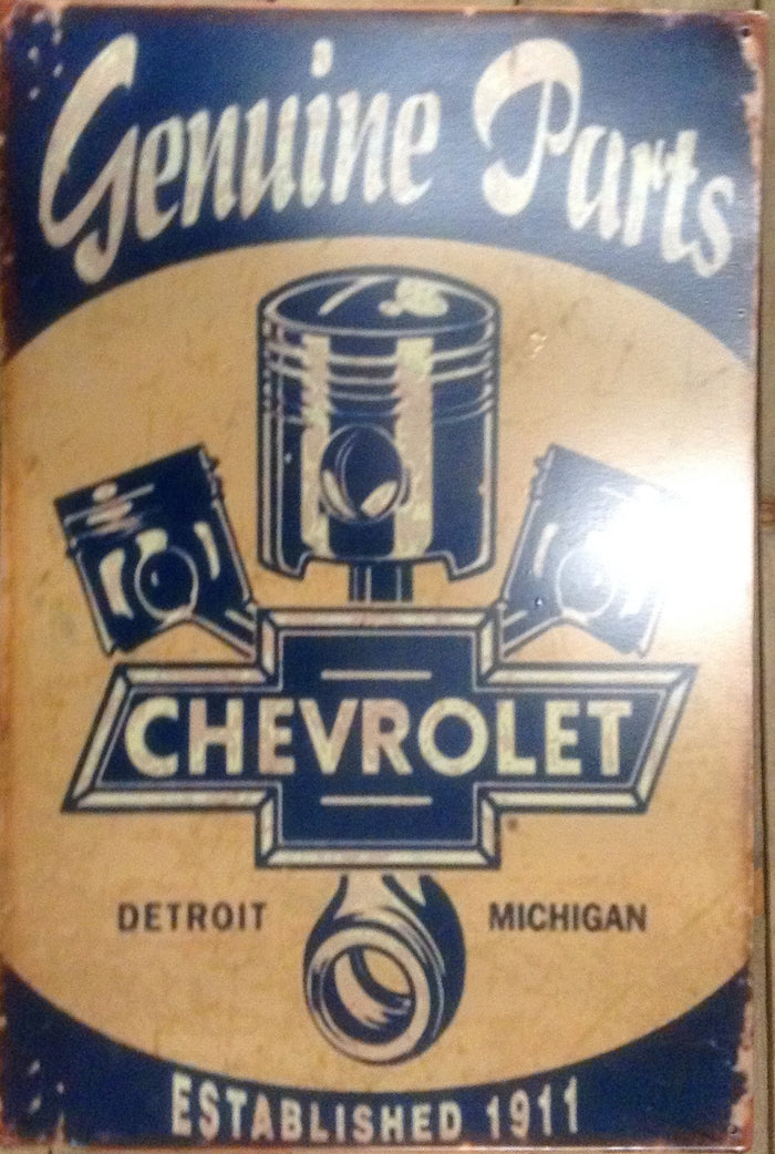 Flat Tin Sign - Chevrolet "Genuine Parts"-Jantiques LLC.